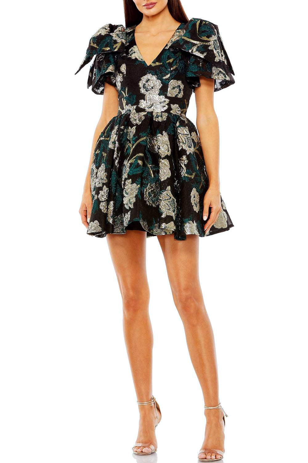 Floral Brocade Mini Dress