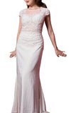 Glitter Capped Sleeve Off White Gown