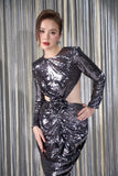 Futuristic Silver Chrome Cut Out Rose Gown