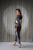 Futuristic Silver Chrome Cut Out Rose Gown