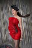 Feather Design Mini Dress