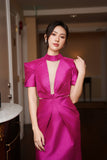 High Collared Origami Gown