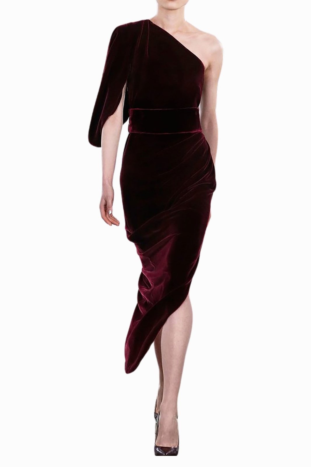 Asymetric Burgundy Velvet Gown Estardemoda Asymetric Burgundy Velvet Gown Estardemoda