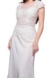 Glitter Capped Sleeve Off White Gown